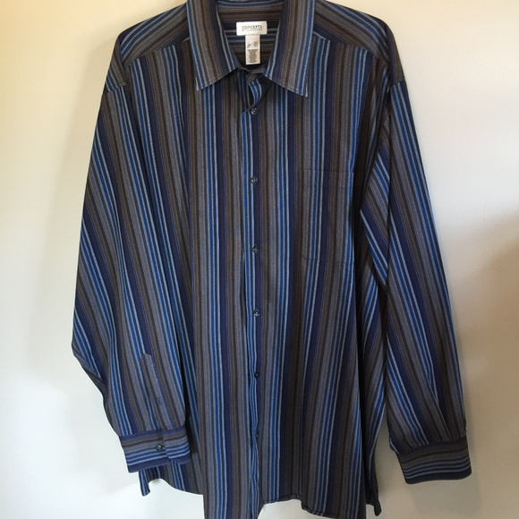 Concepts by Claiborne Blue Stripe Long Sleeve 3XLT - Picture 2 of 4